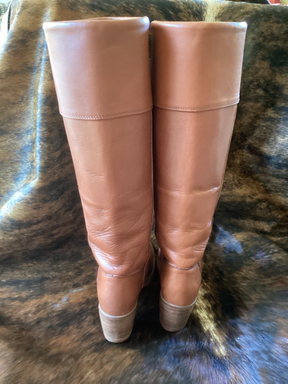 Beautiful Rare Vintage Frye Campus Fold Over Reddish Brown Tall Leather Boots🌺 - Picture 6 of 15